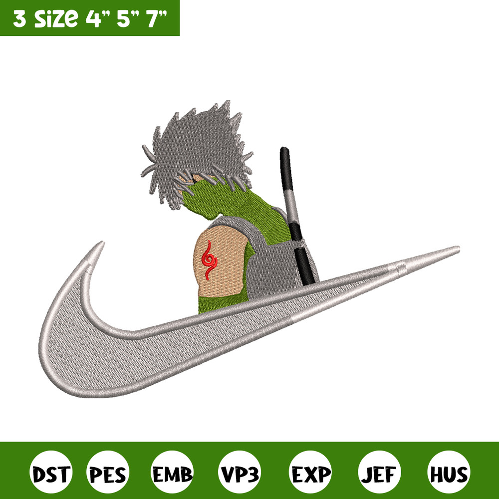 Kakashi Hatake Nike embroidery design, Naruto embroidery, nike design, anime design, anime shirt, Digital download.jpg