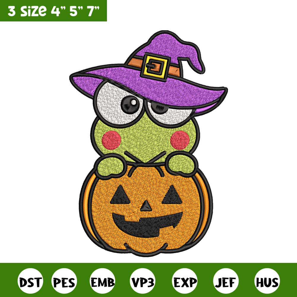 Keropi pumpkin Embroidery design, Halloween Hello kitty Embroidery, cartoon design, Embroidery File, Digital download..jpg