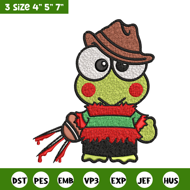 Keroppi Freddy Krueger Embroidery design, Horror Embroidery, horror design, Embroidery File, Digital download..jpg