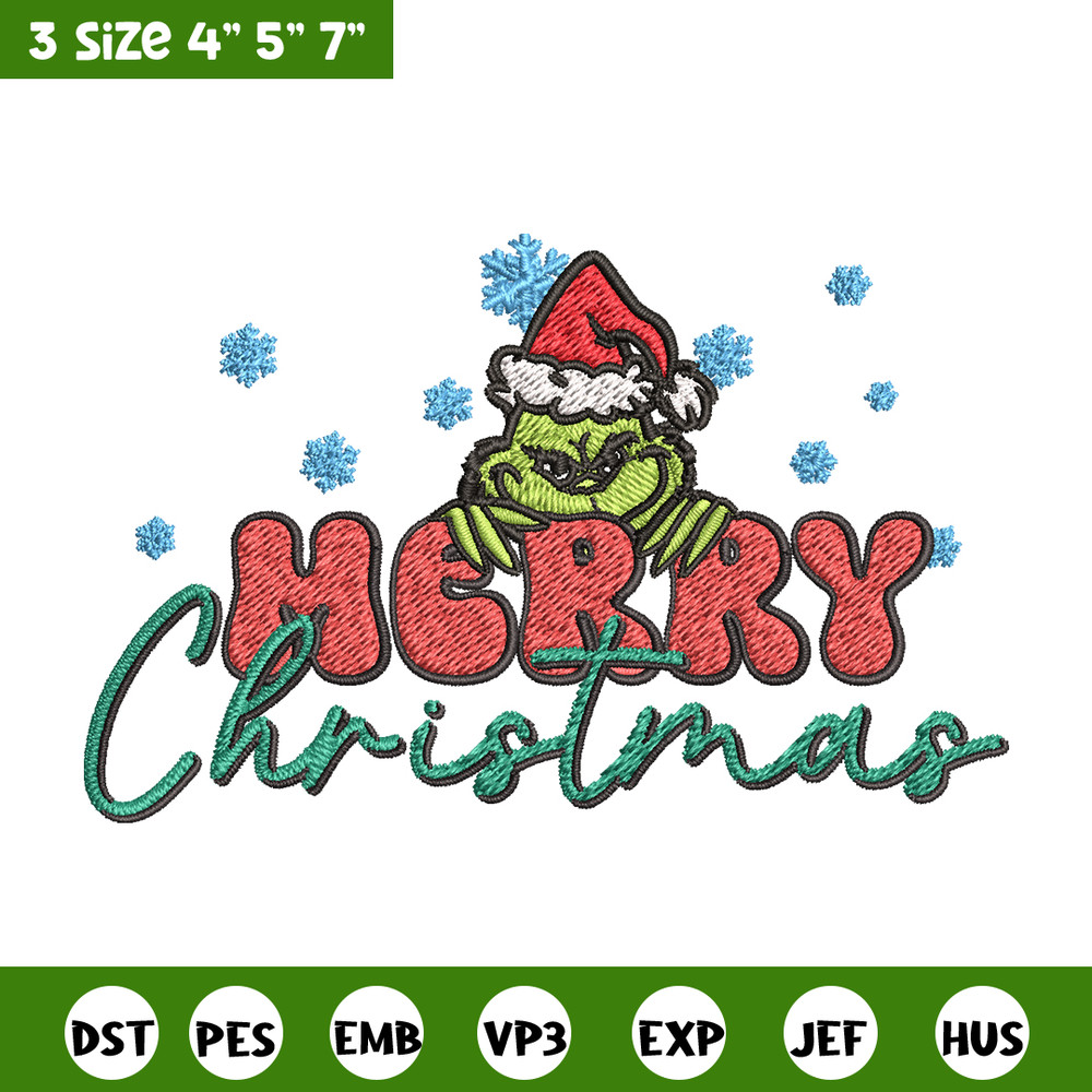 Merry Grinch Embroidery design, Grinch Merry Christmas Embroidery, Grinch design, Embroidery File, Digital download.jpg
