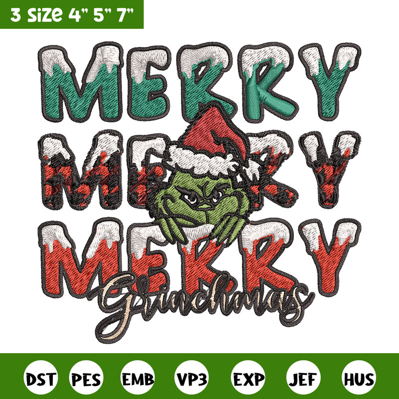 Merry Grinch logo Embroidery design, Grinch Christmas Embroidery, Grinch design, Embroidery File, Digital download..jpg