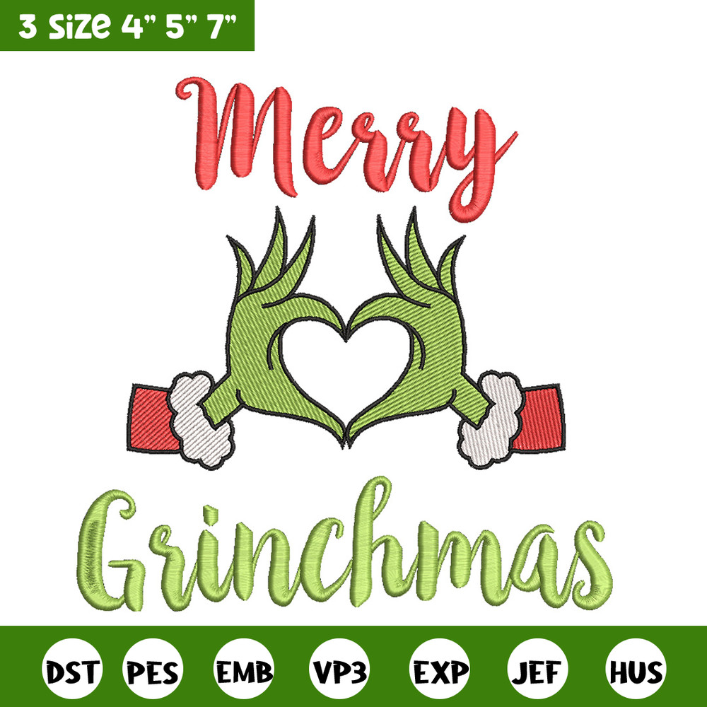 Merry grinchmas embroidery design,Grinch embroidery,Chrismas design, Embroidery shirt, Embroidery file, Digital download.jpg