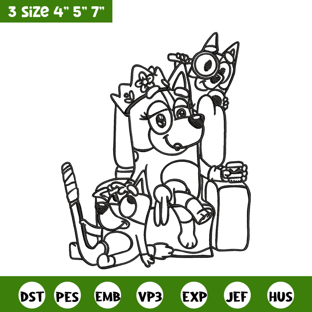 Mum bluey bingo Coloring Pages Embroidery, Bluey Embroidery, Embroidery File, cartoon design, Digital download..jpg