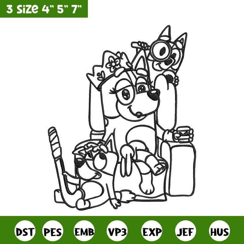 Mum bluey bingo Coloring Pages Embroidery, Bluey Embroidery, Embroidery File, cartoon design, Digital download..jpg