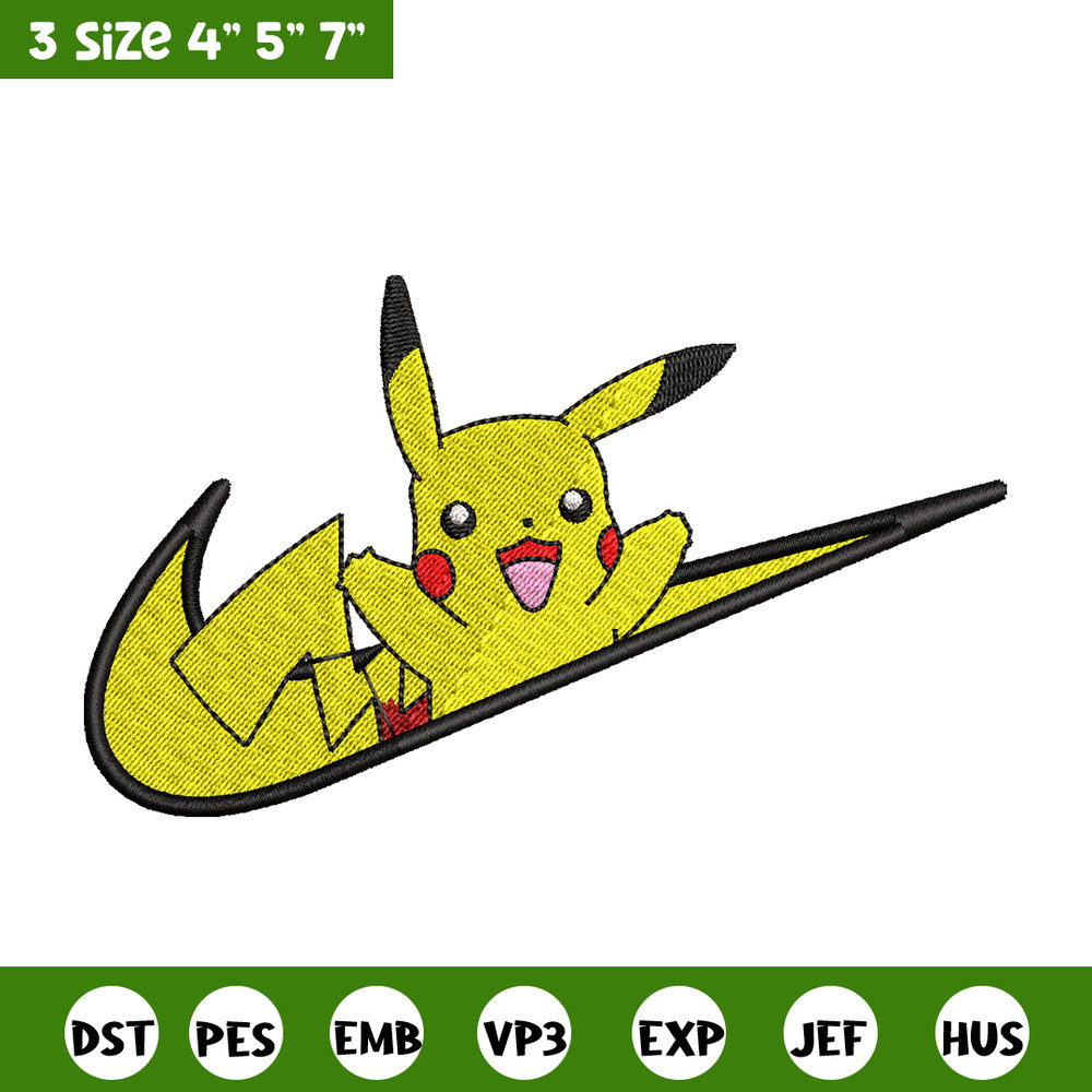 Nike Pikachu embroidery design, Pokemon embroidery, Nike design, anime design, anime shirt, Digital download.jpg