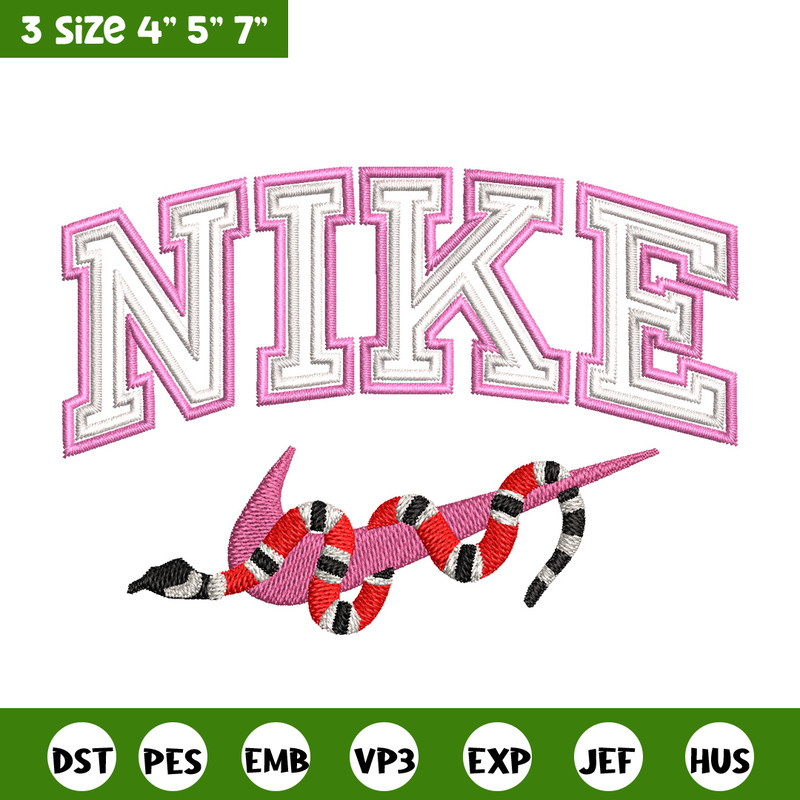 Nike snake embroidery design, Snake embroidery, Nike design, Embroidery shirt, Embroidery file, Digital download.jpg