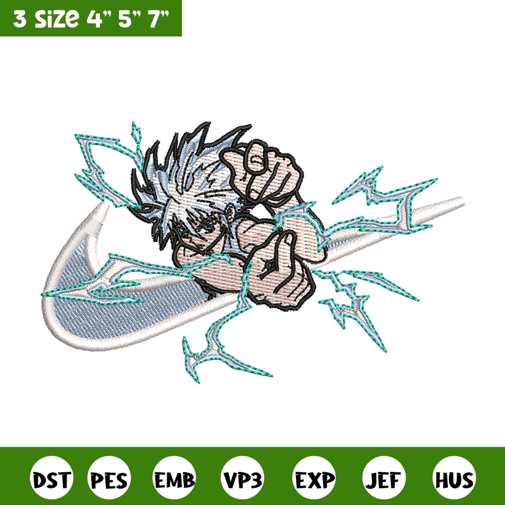 Nike x Killua embroidery design, Hunter x hunter embroidery, Nike design, anime design, anime shirt, Digital download.jpg