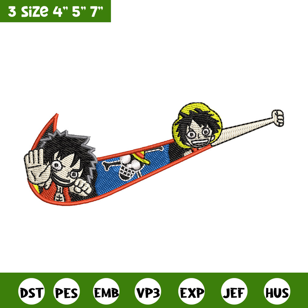 Nike x luffy embroidery design, One piece embroidery, Nike design, Embroidery shirt, Embroidery file, Digital download.jpg