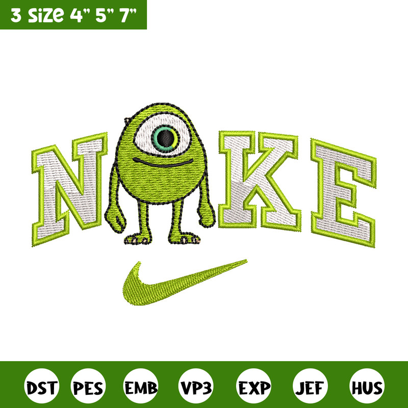 Nike x mike embroidery design, Disney monster embroidery, Nike design,Embroidery file,Embroidery shirt,Digital download.jpg