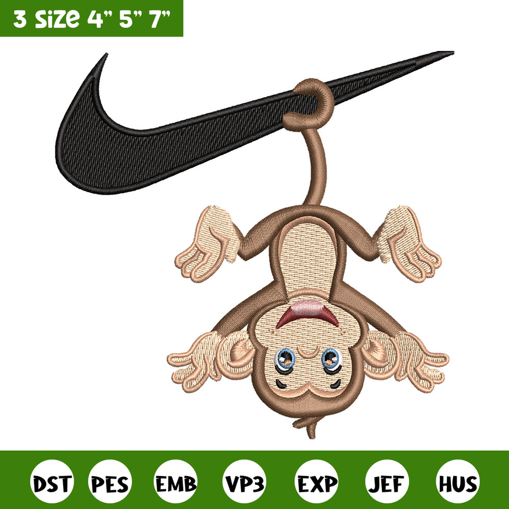 Nike x monkey embroidery design, Monkey embroidery, Nike design, Embroidery shirt, Embroidery file, Digital download.jpg