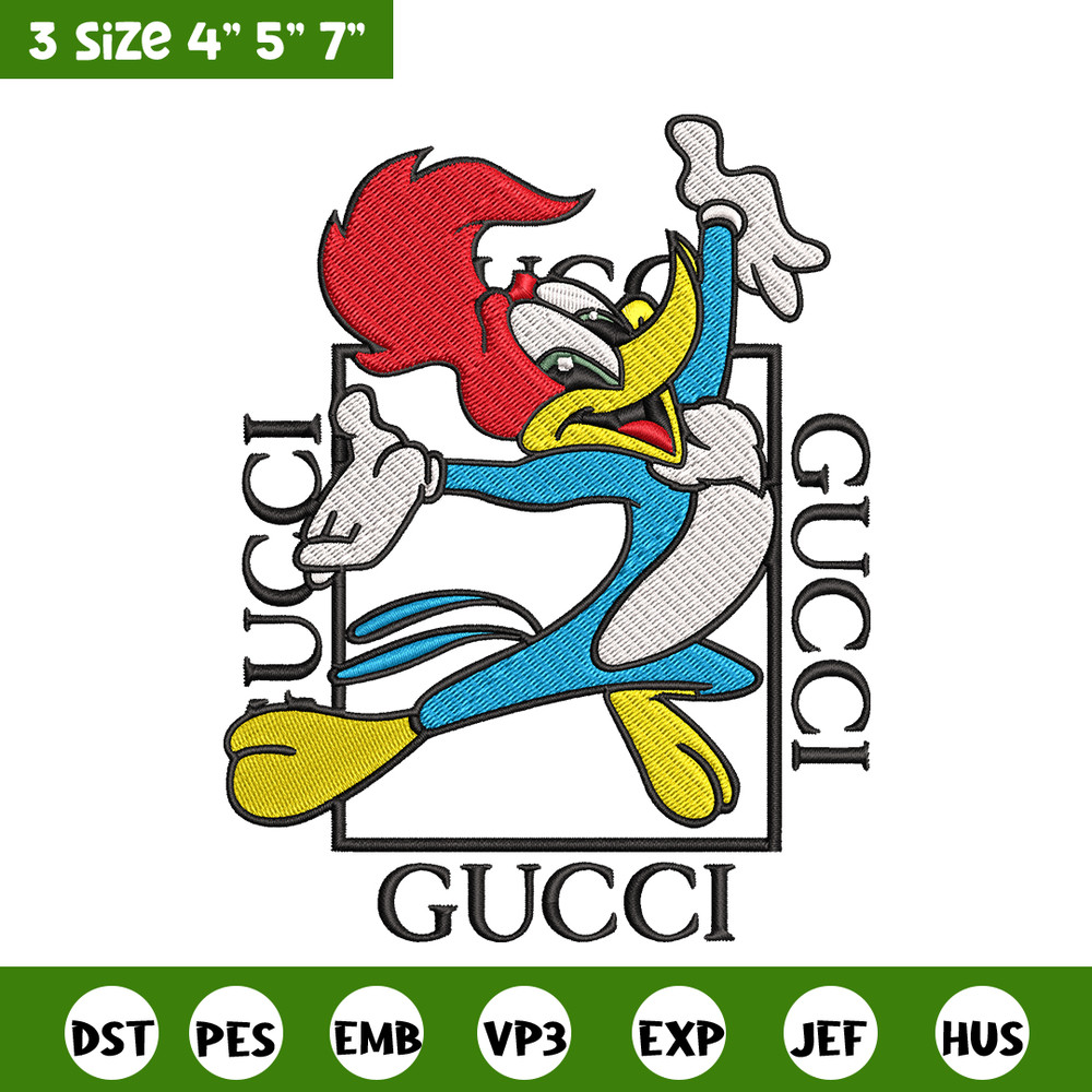 Pica pau gucci Embroidery design, Pica pau Embroidery, cartoon design, Gucci logo, Embroidery File, Instant download.jpg
