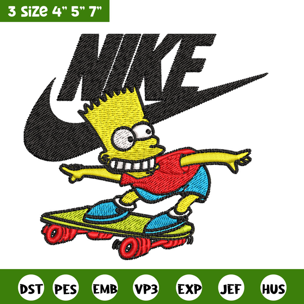 Simpson funny Nike Embroidery design, Simpson cartoon Embroidery, Nike design, Embroidery file, Instant download..jpg