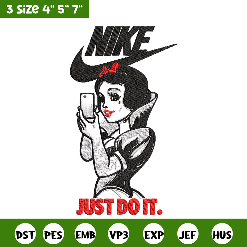 Snow white Nike Embroidery design, Snow white Embroidery, Nike design, Embroidery file, cartoon shirt, Instant download,.jpg