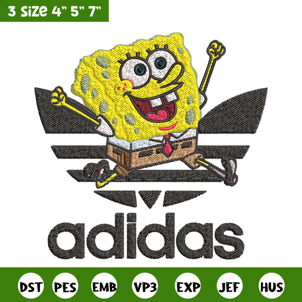 Spongebob adidas Embroidery Design, Adidas Embroidery, Embroidery File, Brand Embroidery, Logo shirt, Digital download.jpg