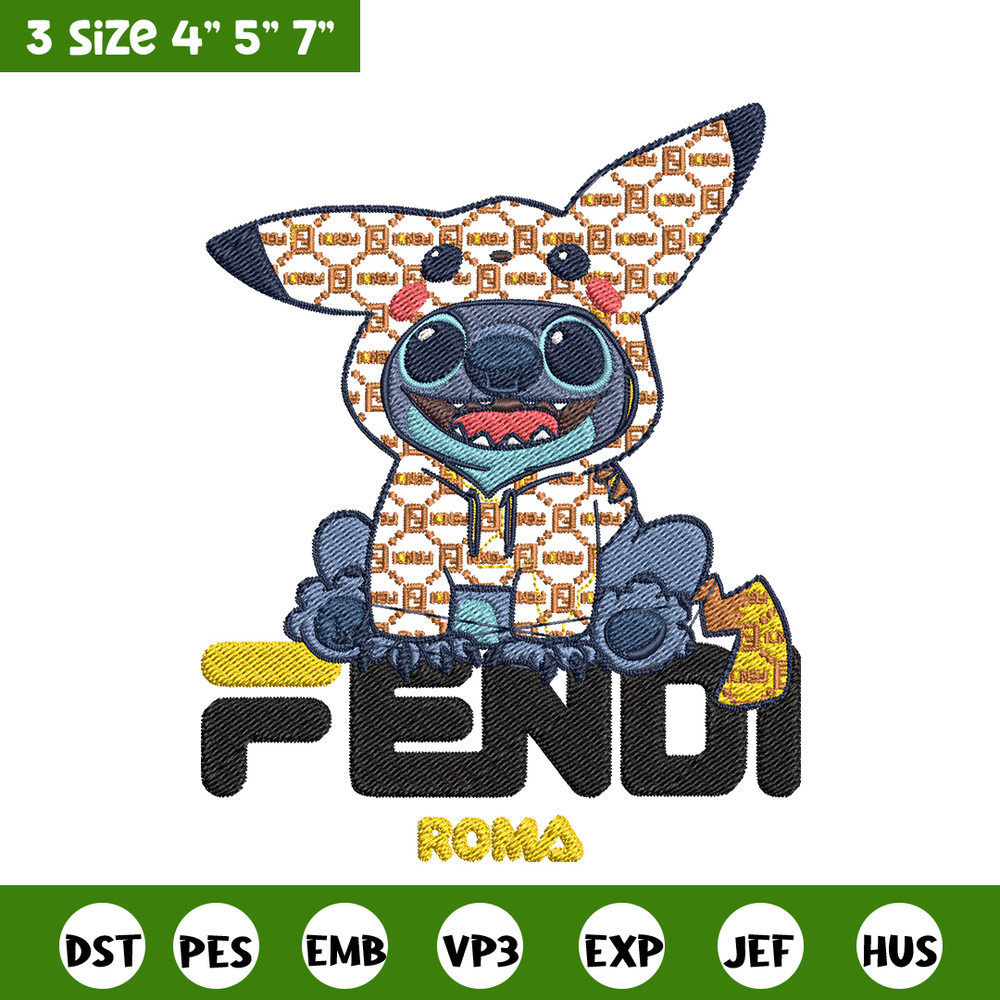 Stitch And Pikachu Fendi Embroidery design, cartoon Embroidery, cartoon design, Embroidery File, Instant download..jpg