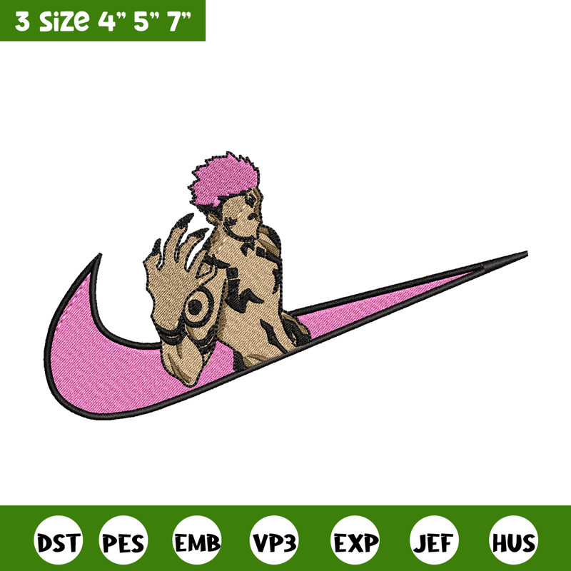 Sukuna Nike embroidery design, Jujutsu kaisen embroidery, Nike design, anime design, anime shirt, Digital download.jpg