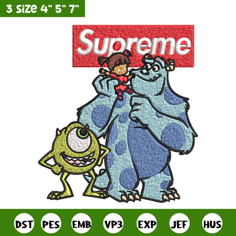 Sulley & Mike Monsters supreme Embroidery design, cartoon Embroidery, cartoon design, Embroidery File, Instant download..jpg