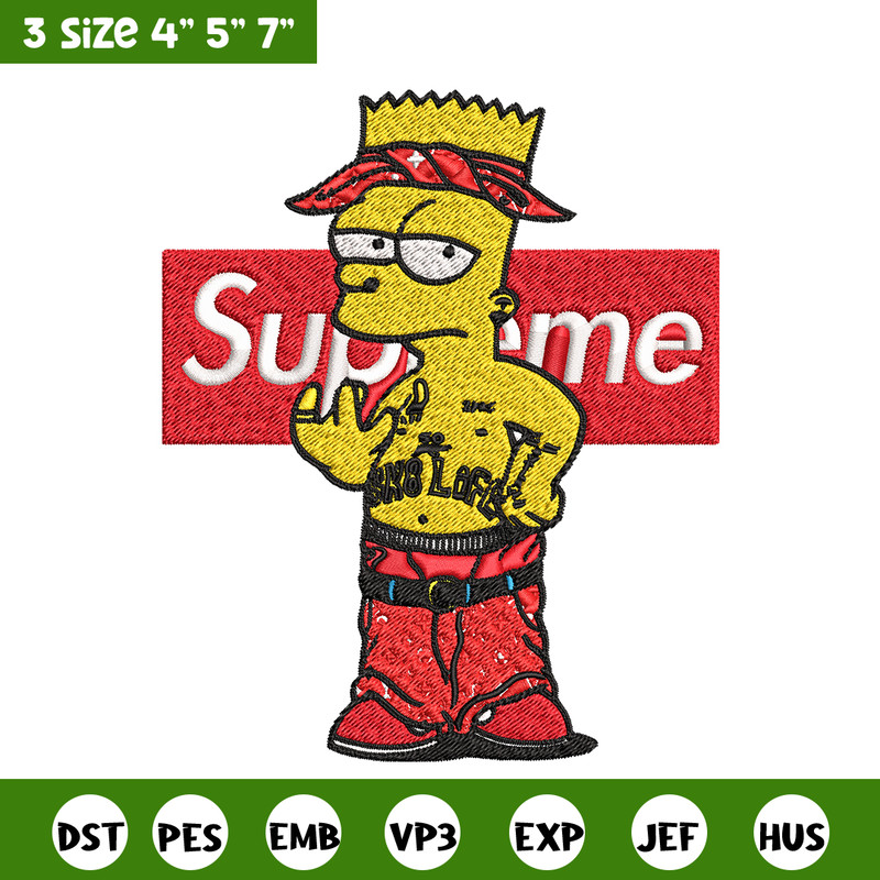 Supreme Simpson Embroidery design, Simpson Embroidery, cartoon design, Embroidery File, cartoon shirt, Digital download..jpg