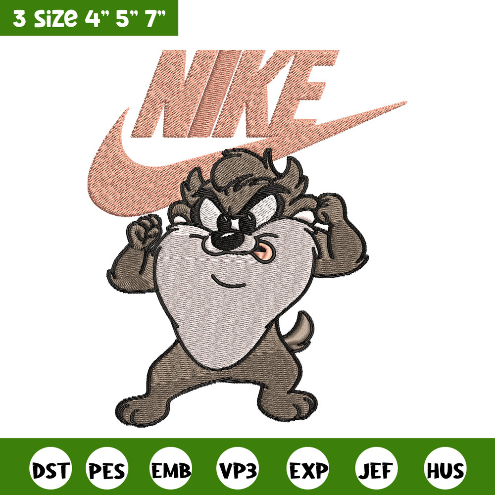 Tasmanian Devil Nike Embroidery design, cartoon Embroidery, Nike design, Embroidery file, Instant download..jpg