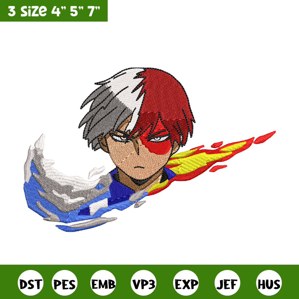 Todoroki Nike embroidery design, My hero academia embroidery, Nike design, anime design, anime shirt, Digital download.jpg