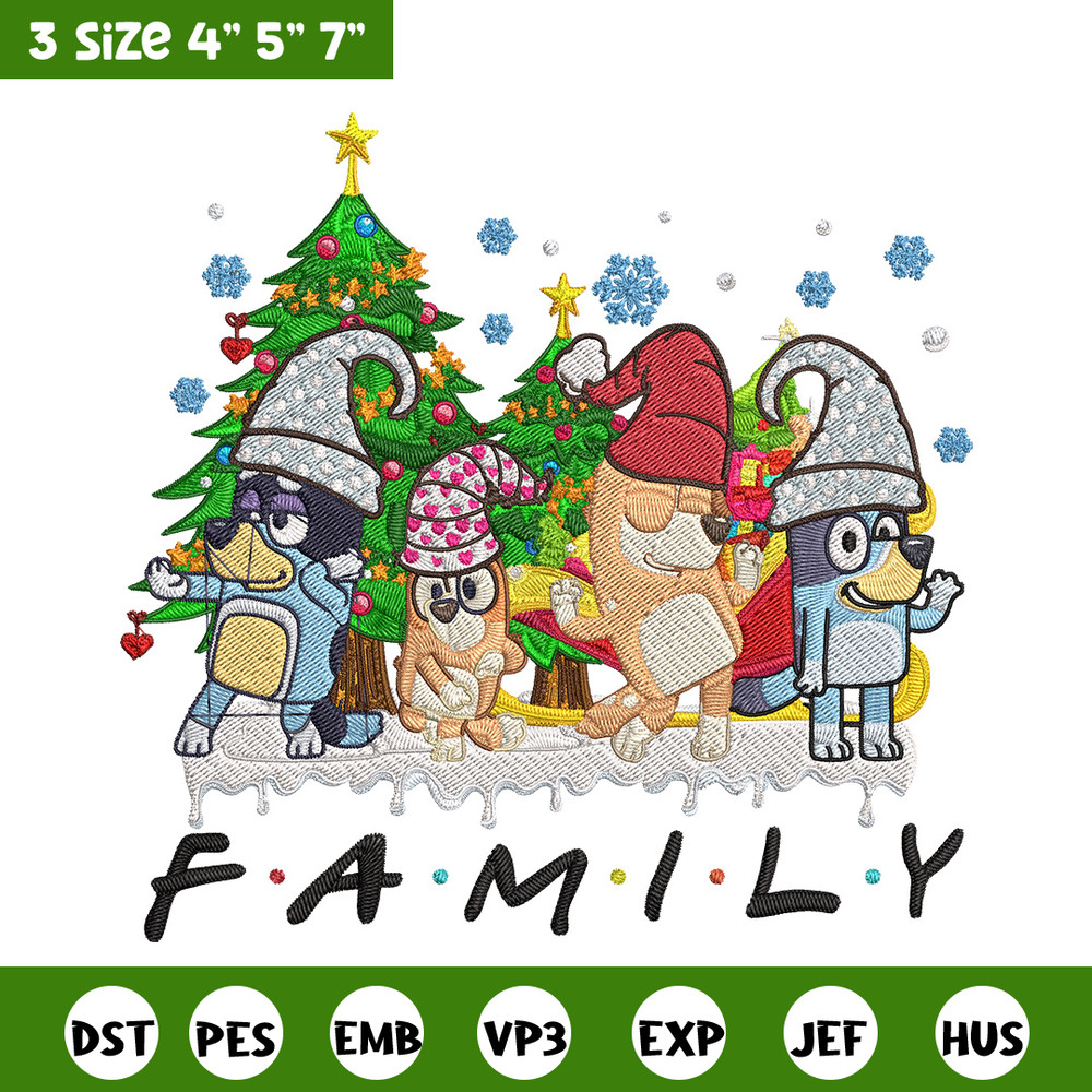 Bluey family Embroidery Design, Bluey Embroidery, Embroidery File, Chrismas Embroidery, Anime shirt, Digital download.jpg