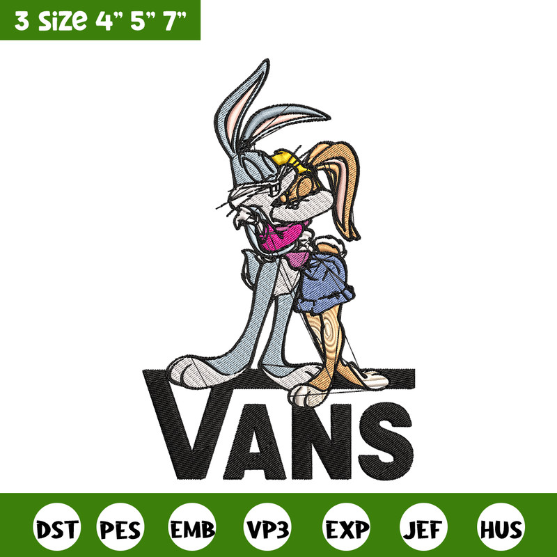 Bugs and Lola Bunny Vans Embroidery design, cartoon Embroidery, cartoon design, Embroidery File, Digital download..jpg