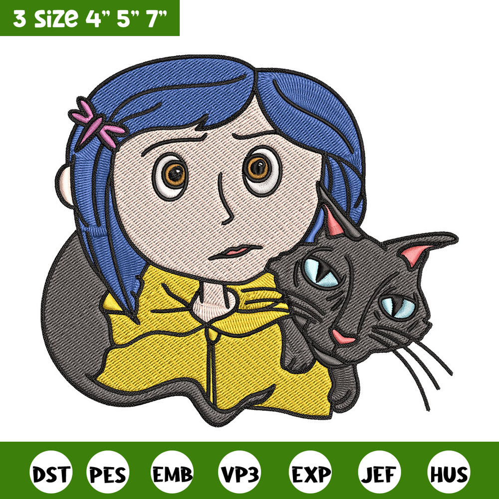 Coraline And Black Cat Embroidery Design, Coraline Embroidery, Embroidery File, Cartoon shirt, Digital download..jpg