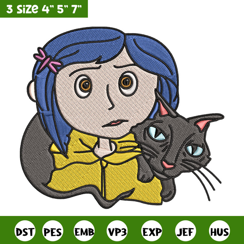 Coraline And Black Cat Embroidery Design, Coraline Embroidery, Embroidery File, Cartoon shirt, Digital download..jpg