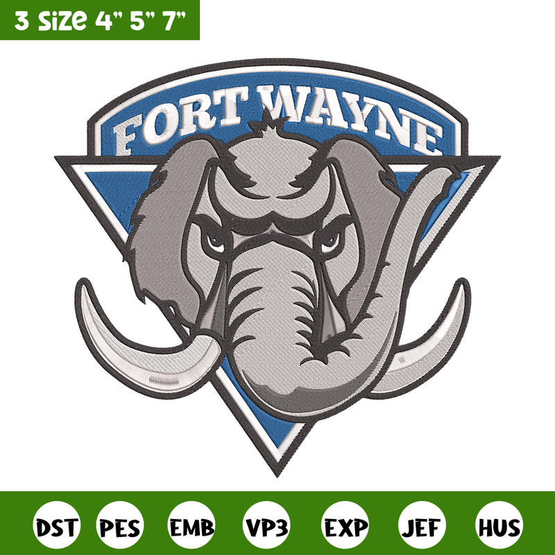 Fort Wayne mascot embroidery design, NCAA embroidery, Sport embroidery, logo sport embroidery, Embroidery design.jpg