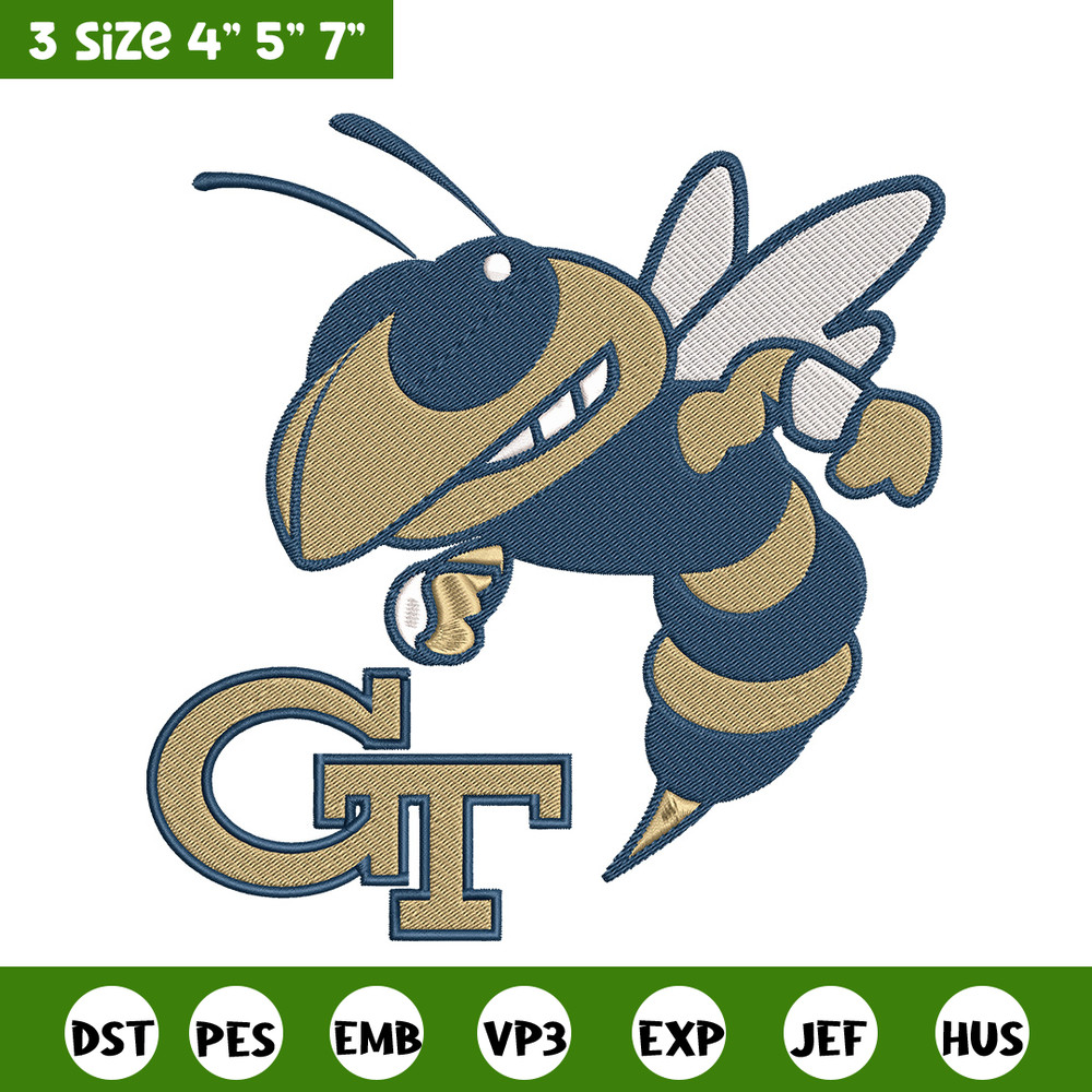 Georgia Tech Logo embroidery design, NCAA embroidery, Sport embroidery,Logo sport embroidery,Embroidery design.jpg