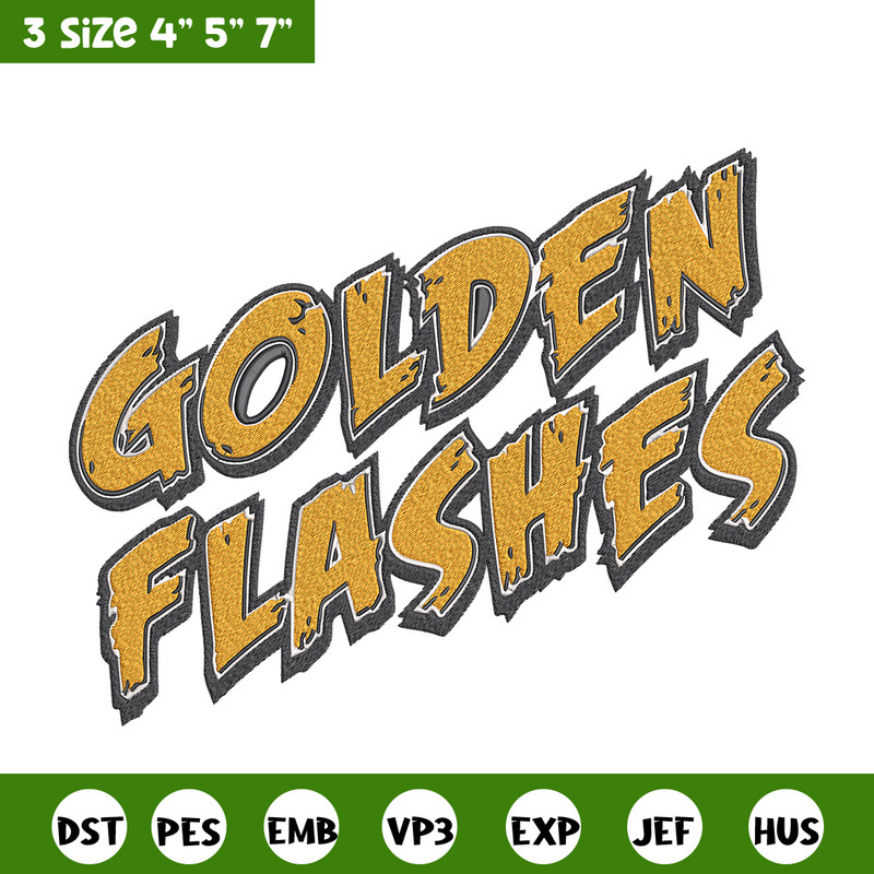 Golden Flashes logo embroidery design, NCAA embroidery, Embroidery design, Logo sport embroidery, Sport embroidery.jpg