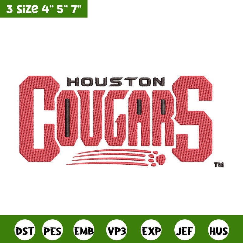 Houston Cougars Wordmark Logo embroidery design,NCAA embroidery,Sport embroidery,Logo sport embroidery,Embroidery design.jpg