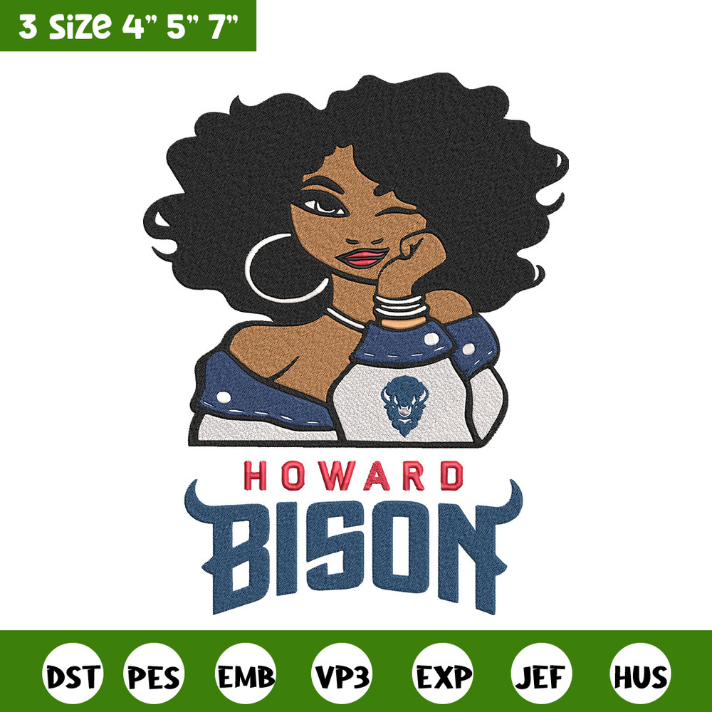 Howard Bison girl embroidery design, NCAA embroidery, Embroidery design, Logo sport embroidery,Sport embroidery.jpg