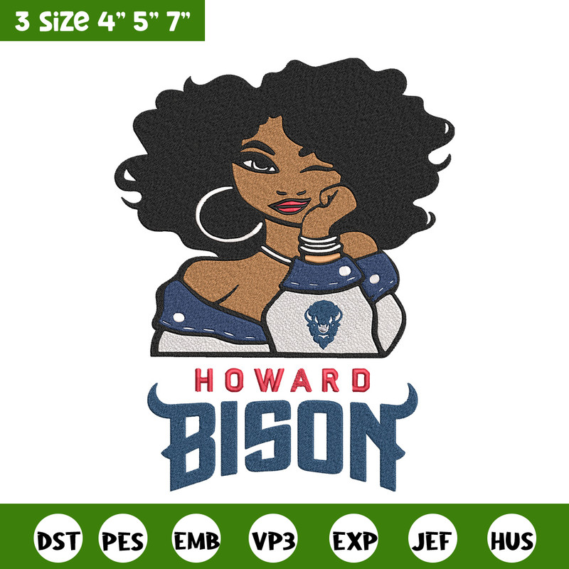 Howard Bison girl embroidery design, NCAA embroidery, Embroidery design, Logo sport embroidery,Sport embroidery.jpg