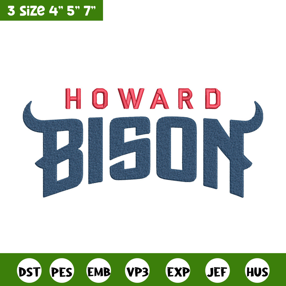 Howard Bison logo embroidery design, NCAA embroidery, Embroidery design,Logo sport embroidery,Sport embroidery.jpg