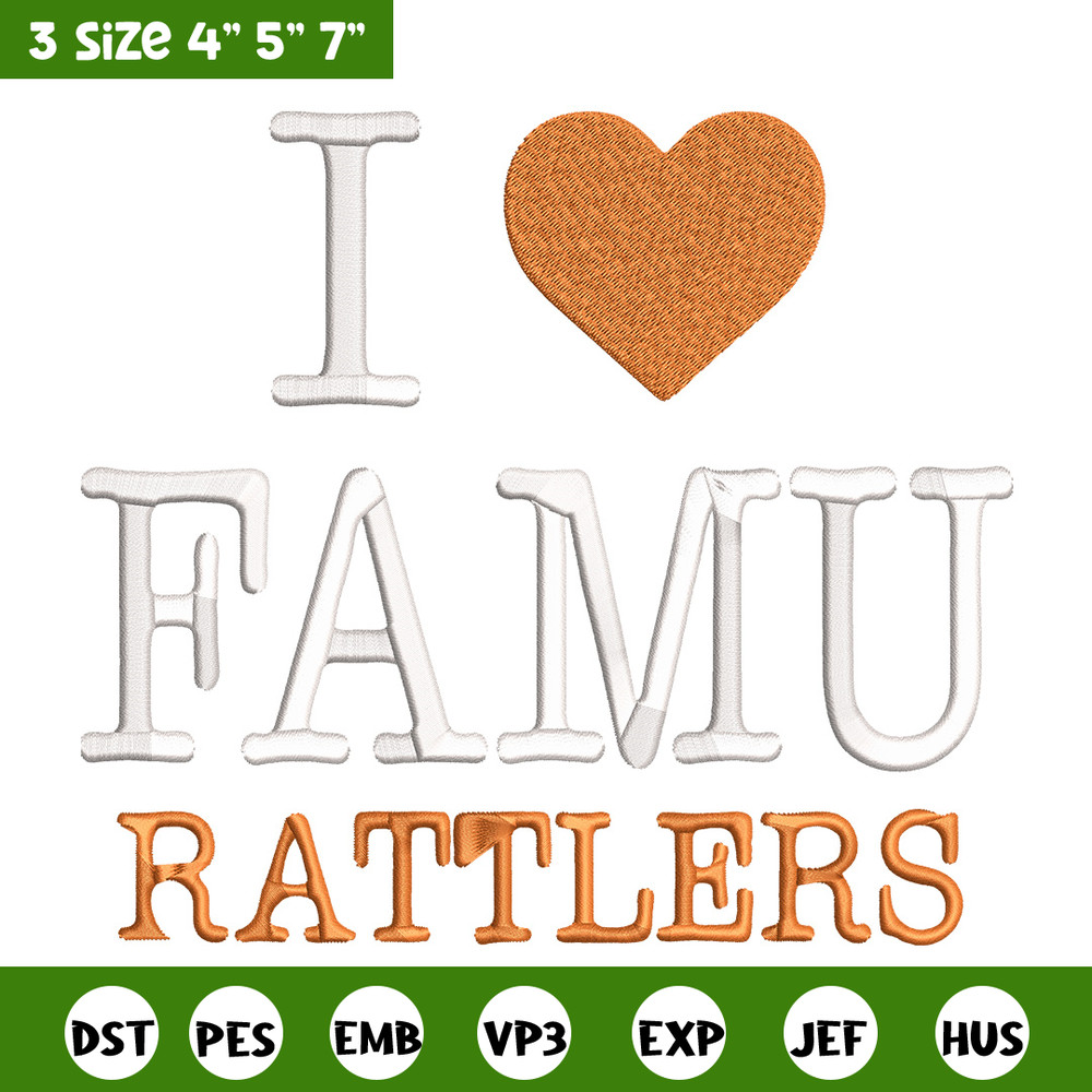 I love Florida AM Rattlers embroidery design, Sport embroidery, logo sport embroidery, Embroidery design,NCAA embroidery.jpg