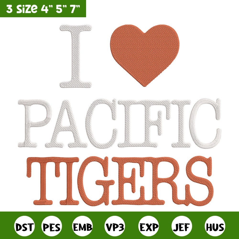 I love Pacific logo embroidery design, NCAA embroidery, Sport embroidery,Logo sport embroidery,Embroidery design.jpg