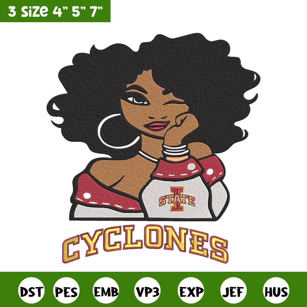 Iowa State University girl embroidery design, NCAA embroidery, Embroidery design, Logo sport embroidery,Sport embroidery.jpg