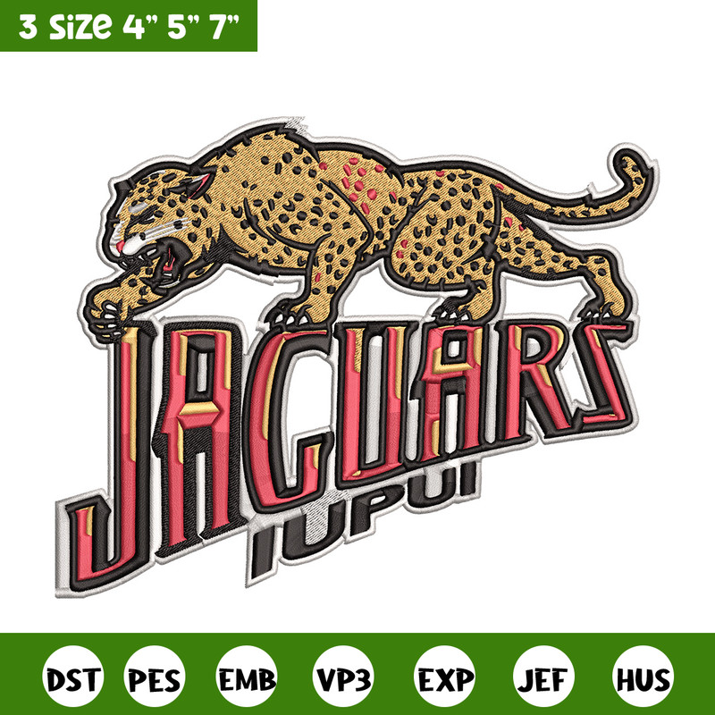 IUPUI Jaguars logo embroidery design,NCAA embroidery,Embroidery design,Logo sport embroidery, Sport embroidery..jpg