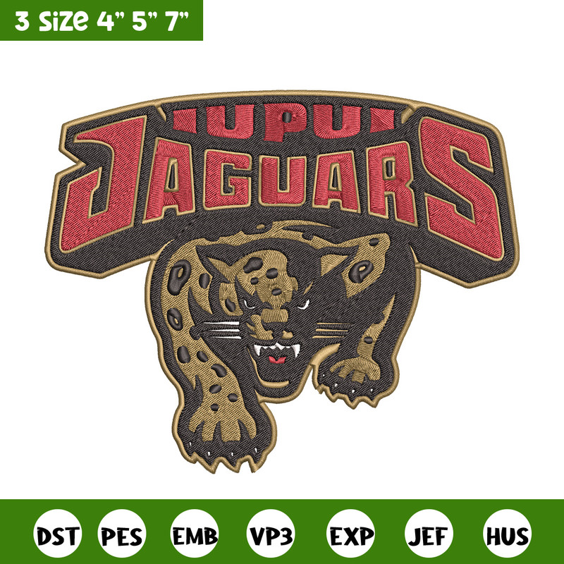 IUPUI Jaguars logo embroidery design,NCAA embroidery,Embroidery design,Logo sport embroidery,Sport embroidery..jpg