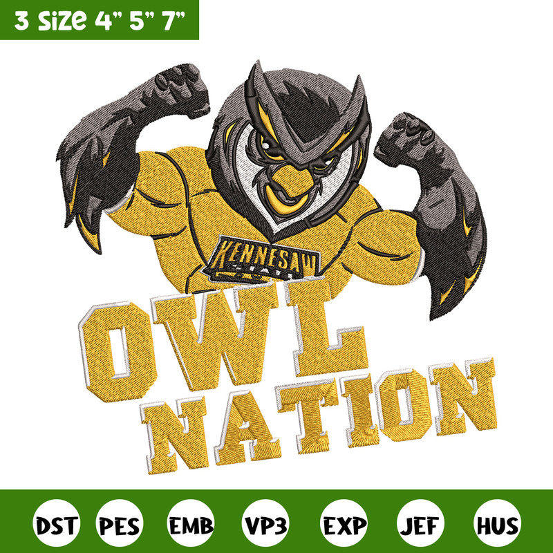 Kennesaw State mascot embroidery design,NCAA embroidery, Embroidery design, Logo sport embroidery,Sport embroidery.jpg