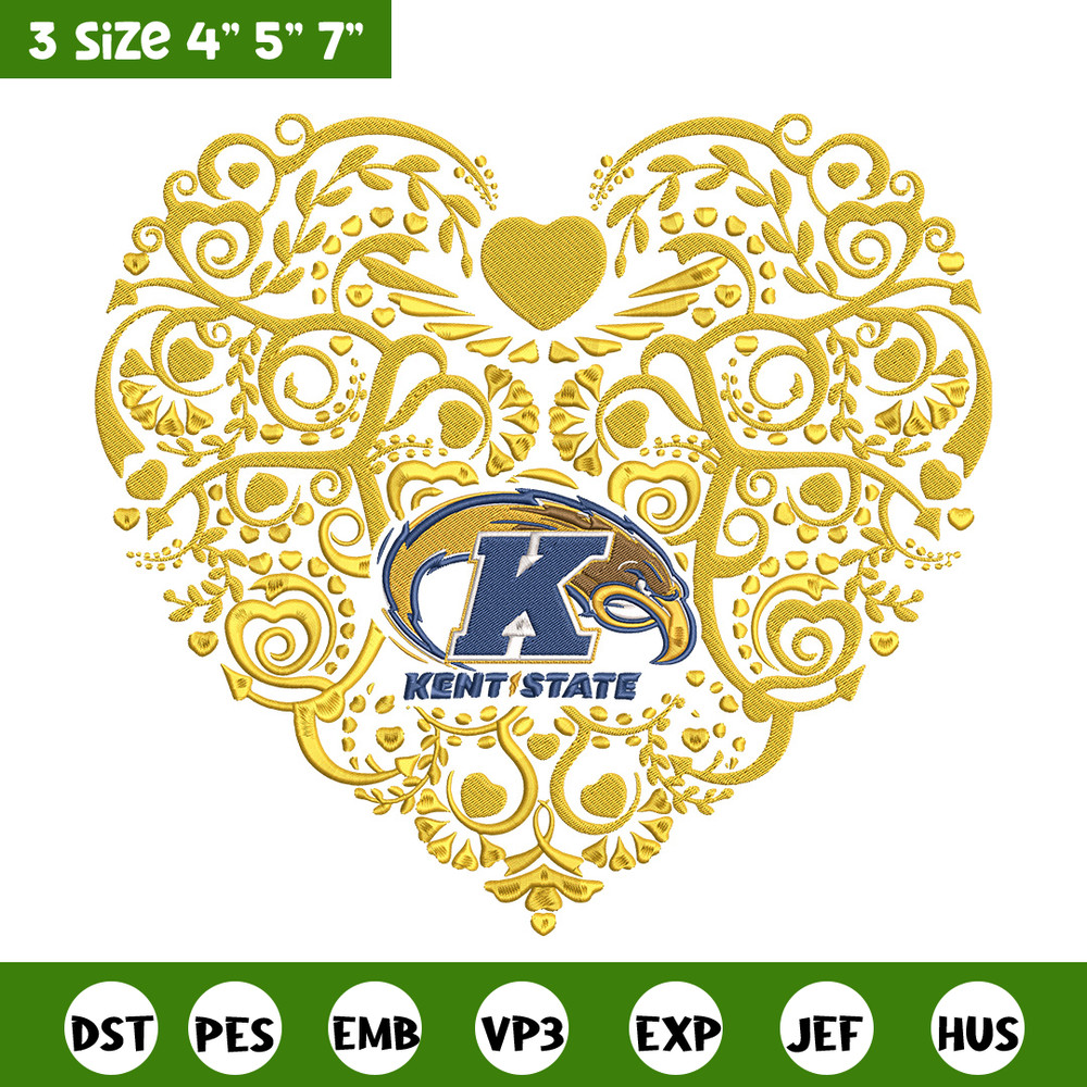 Kent State heart embroidery design, Sport embroidery, logo sport embroidery, Embroidery design,NCAA embroidery.jpg