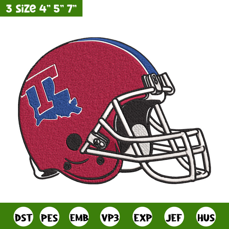 Louisiana Tech helmet embroidery design, NCAA embroidery, Embroidery design, Logo sport embroidery, Sport embroidery..jpg