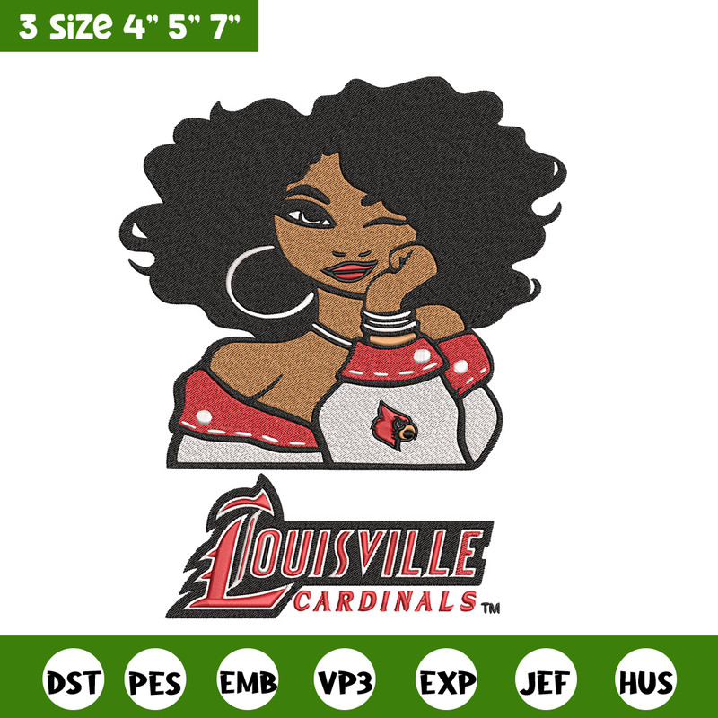 Louisville Cardinals girl embroidery design, NCAA embroidery, Embroidery design, Logo sport embroidery,Sport embroidery.jpg