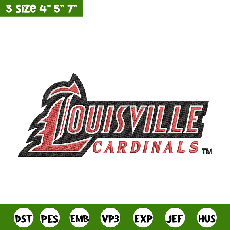Louisville Cardinals logo embroidery design, NCAA embroidery, Embroidery design, Logo sport embroidery, Sport embroidery.jpg