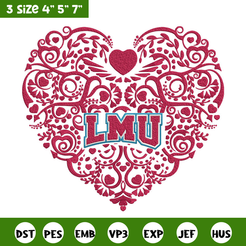 Loyola Marymount heart embroidery design, NCAA embroidery, Sport embroidery, Embroidery design, Logo sport embroidery.jpg
