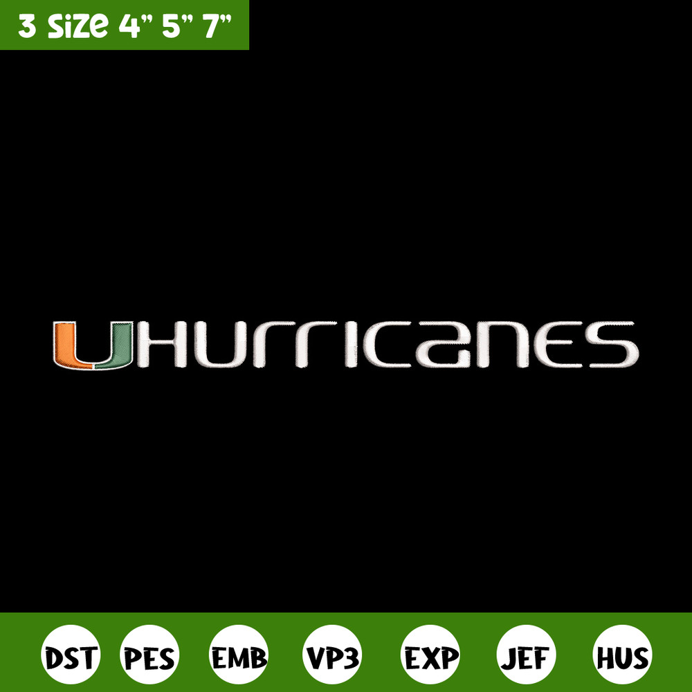 Miami Hurricanes logo embroidery design, NCAA embroidery, Embroidery design,Logo sport embroidery,Sport embroidery.jpg