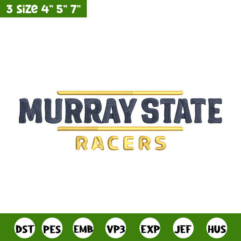 Murray State Racers logo embroidery design, NCAA embroidery, Embroidery design, Logo sport embroidery, Sport embroidery.jpg