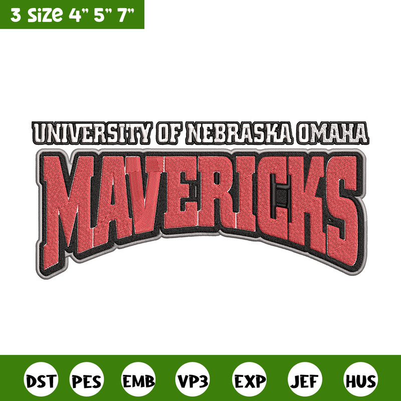 Nebraska Omaha logo embroidery design, NCAA embroidery, Embroidery design,Logo sport embroidery,Sport embroidery.jpg