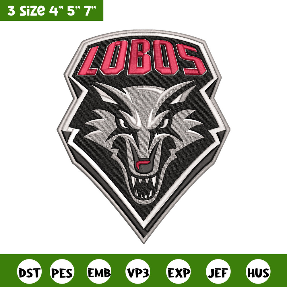 New Mexico Lobos logo embroidery design, NCAA embroidery, Embroidery design, Logo sport embroidery, Sport embroidery.jpg